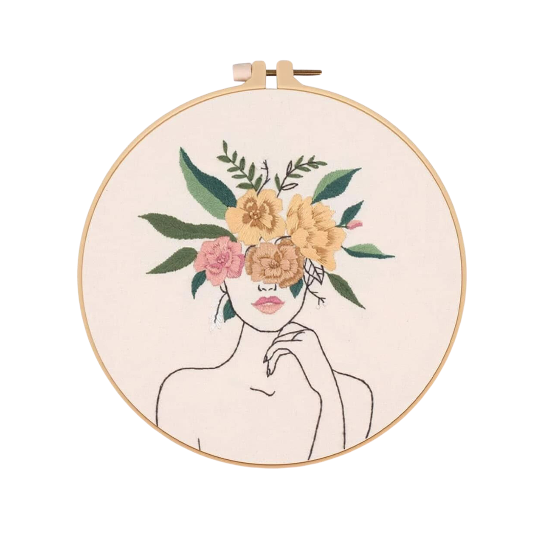 Kit de broderie DIY - Tête dans les fleurs