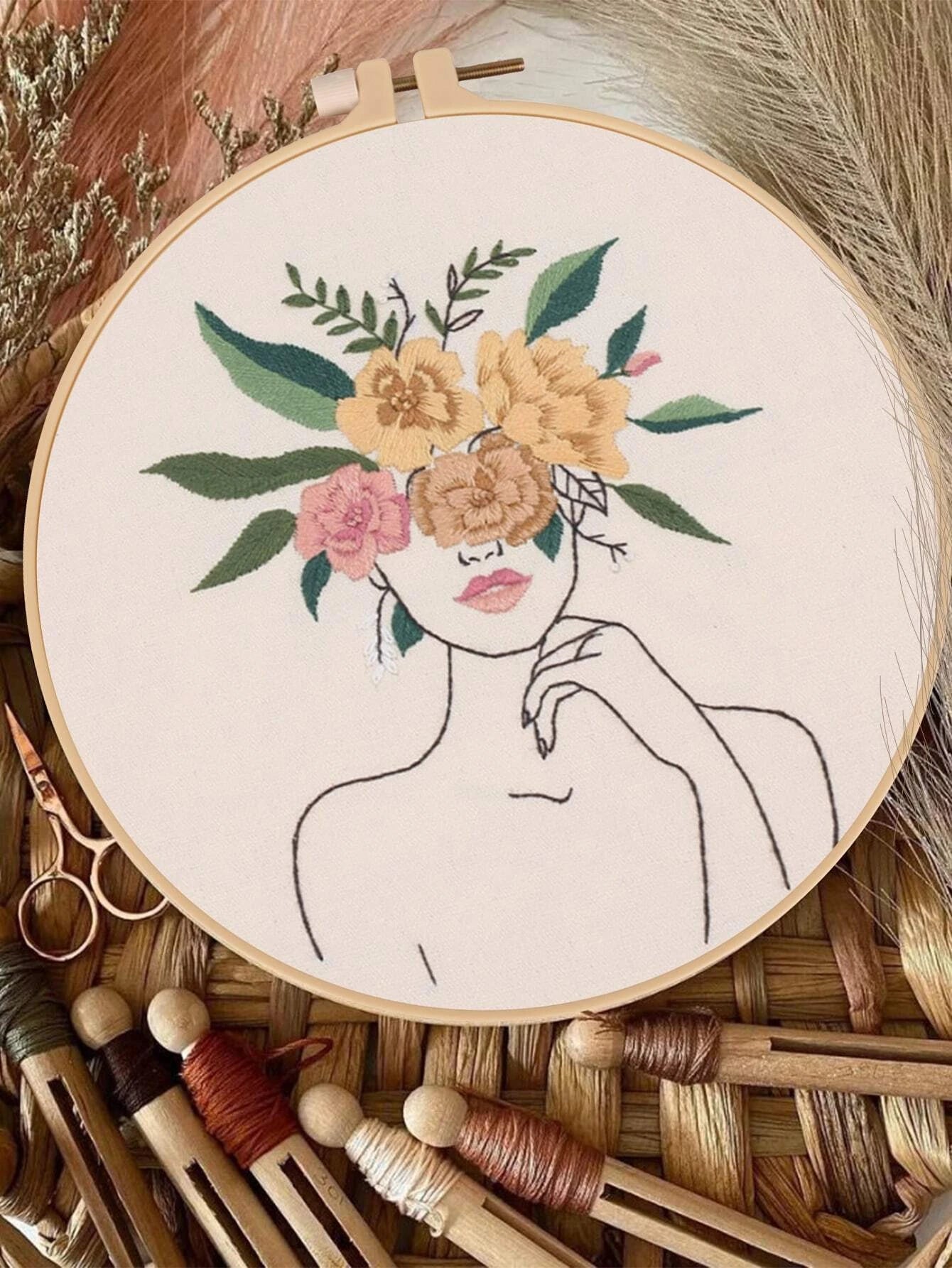 Kit de broderie DIY - Tête dans les fleurs
